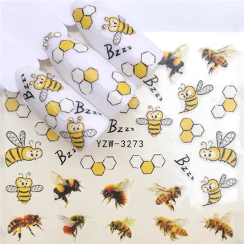 1 List Jazdca na Nechty, Nálepky Roztomilý Kreslený Bee Obtlačky Letného Morského Života Vzory pre Nail Art Vodoznak Tetovanie Dekorácie 1 List