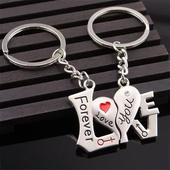 1 Pár Páru v tvare Srdca Keychain Keyring Láska, Ktorú Navždy Krúžok na Valentína Romantický Darček