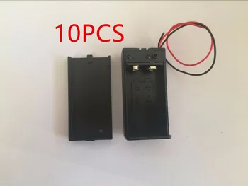 10PCS 9V Batérie, Držiak na Okno Prípade s Drôtom Viesť ON/OFF Spínač Kryt Prípade