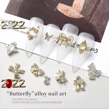 10PCS Nail Art Zirkón Luk Šperky, Farby-zachovanie pozlátené Diamanty Príslušenstvo Kamienky na Nechty Dodávky 3D Charms J10