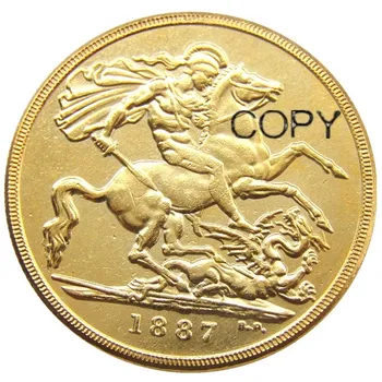 1887 Queen Victoria Zlato Dvojitého Štátneho Dvoch Libier Pozlátená Kópia Mince