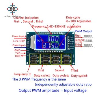 1Hz-150Khz Generátora Signálu PWM Doske Modulu Pulzná Frekvencia zapnutia Nastaviteľné Modul LCD Displej 3,3 V-30V 1Hz - 150Khz