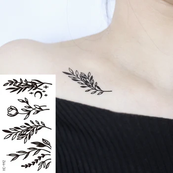 1Pc Leaf Nepremokavé Dočasné Tetovanie Nálepky Ženské Telo make-up Prst Tetovanie Black Rose Flower Art Flash Falošné Tetovanie Mužov