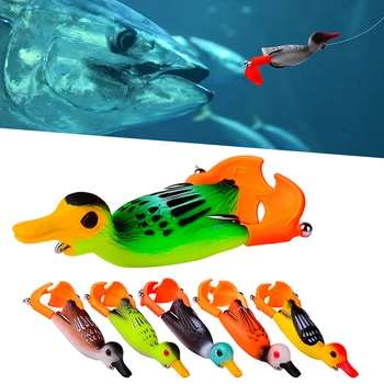 1Pcs Dvojité Vrtule Plutvy Kačica Rybárske Lure Vyhýbal Rybárske Žaba Lákať Umelé Swimbait Deň Basy Riešiť Návnadu 3D Oči