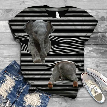 2020 nové módne pohodlné voľné krátkym rukávom letné 3DT tričko tlač pár T-shirt slon T zvierat top