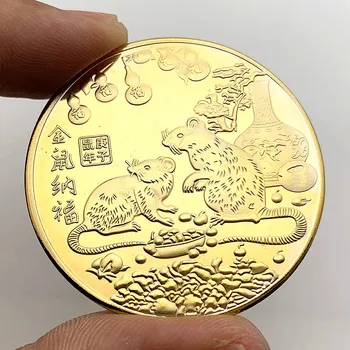 2020 Rok Potkan Pamätné Mince Čínskeho Zverokruhu Suvenír Výzvou Zberateľskú Lunárny Kalendár Zbierku Umeleckých Remesiel Darček
