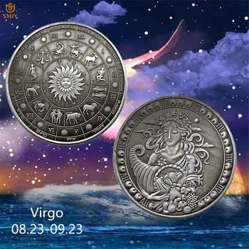 2022 Astrológia 12 Súhvezdí Ortuť Panna Vzácny Bronzový Reliéfny Token Výzvou Starožitné Strieborné Pamätné Mince/Odznak Darček