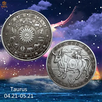 2022 Euro Súhvezdí Saturn Býk Bronzový Reliéf Zriedkavé Výzvou Mince&Ruskej Zverokruhu Krava Zvierat Mince Zber Hodnota