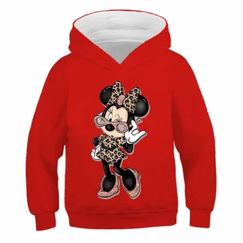 2022 Mickey Mouse Bavlnené Mikiny Dievčatá Dlhé Rukávy Mikiny Jar Jeseň Disney Séria S Kapucňou Topy Oblečenie 2-16 Rokov