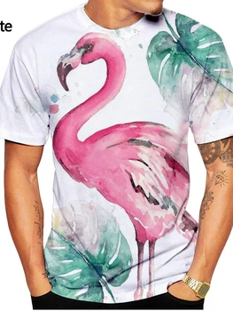 2022 Nové Módne Flamingo 3D Vytlačené T-Shirt Krátkym Rukávom Bežné T-Shirt