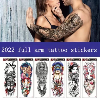 2022 Plný Arm Tattoo Dočasné Nepremokavé Adesivo Tatuajes Temporales Estetické Tatuagem Falsa Falošné Tetovanie Umenie Faux Tatouage