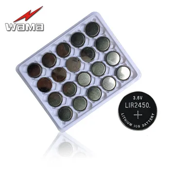 20x Wama 3.6 V LIR2450 Nabíjateľná gombíkové Batérie Nabíjanie 500 Krát Lítium-Mince Bunky Batérie Vymeniť CR2450 Nové