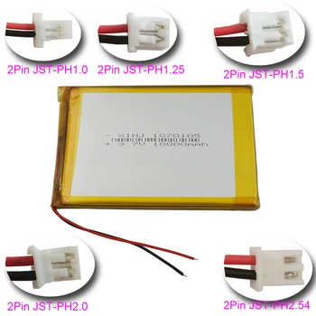 3.7 V, 10000 mAh 37Wh Polymérová Nabíjateľná Li Lipo Batérie 1070105 2Pin JST-XH 1.0 1.25 1.5 2.0 2.54 mm Konektor Pre GPS LED Tablet PC