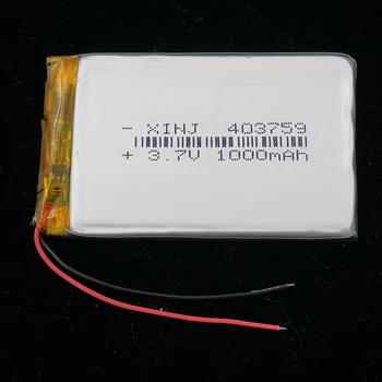 3,7 V 1000mAh 3.7 Wh 403759 Polymer Li Lítium-Lipo Batérie Pre DashCam GPS Jazdy Záznamník Auto Fotoaparát, Bluetooth Reproduktor Mp4 Mp5