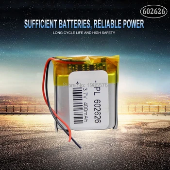 3,7 V 400mAh 602626 polymer lithium li ion Nabíjateľná Batéria Pre LED svetlo Tachografu Auta DVR Bluetooth Slúchadlá MP3, MP4