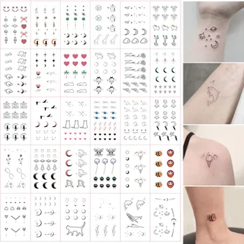 30pcs Tatuajes Temporales Mesiac Úsmev na Tvár Mačka Falošné Tetovanie pre Ženy, Ruky, Telo Prst Dočasné Tetovanie Nepremokavé Faux Tatouage