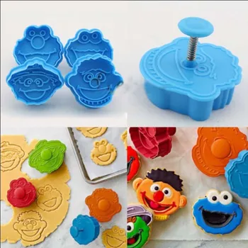 3D Sesame Street Elmo Veľkonočné Cookie Cutter Biscuit DIY Tortu Pečenie Nástroje Ručné Pečiatky Stlačte Piest Fréza Formy Kuchyňa Accessorie