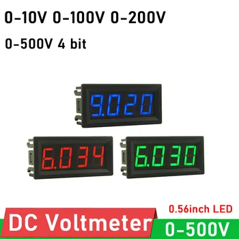4bit 0.56 palcový LED Digitálny Voltmeter DC 500V 200V 100V 10V Napätie Displej Volt na Meter tester battery monitor 5V 12V 24V NAPÁJANIA