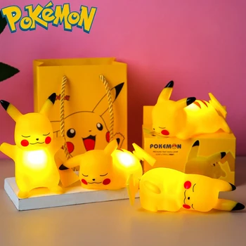 4Pcs/Set Pokémon Pikachu Nočné Svetlo Roztomilé Anime LED Svetlo Kawaii Spálňa Nočná Lampa Miestnosti Dekorácie Deti Hračka Darček