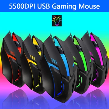 5500DPI Káblové Herné Myši Optické Tlačidlo 2 USB Myši S RGB Podsvietenie 120cm Kábel pre počítač Prenosný Počítač Hráč Myš