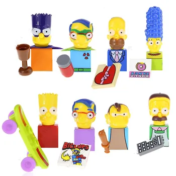8Pcs/Set Simpsons-číselné Údaje Homer Bart Simpsones Rodiny Model Pronton Milhouse Akcie Stavebné Bloky Dar, Hračky Pre Deti,