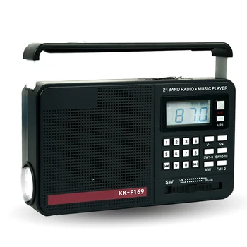 AM FM SW Hudobný Prehrávač MP3, Digitálny Displej 21 Full Band Rádio Prijímač, Reproduktor, LED Silnú Baterku, USB Nabíjanie Podpora TF Kariet