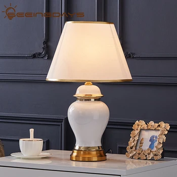 Americký Štýl Luxusné Moderné Biele Keramické Stolové Lampy pre Spálne Nočná Lampa Severnej európy Štýl Obývacia Izba stolná Lampa