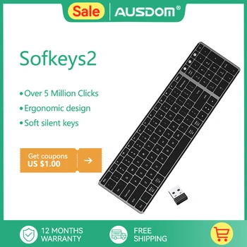 AUSDOM Sofkeys2 Wireless Dual Bluetooth 5.0 Svetová Premiéra 2.4 G Ploche Klávesnice Business Office Home Počítač, Notebook 98 Kľúče