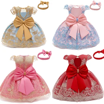 Baby Girl Dress 1 Rok Narodeninovej Party Šaty pre Dievčatá Krst Šaty Pre Dievčatká Výšivky, Vianočné Vestido Infantil