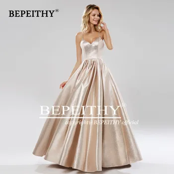 BEPEITHY Sexy Backless Dlho Prom Šaty, Plášť De Soiree V krku Lesk Textílie Večer Party Šaty 2021 Nové
