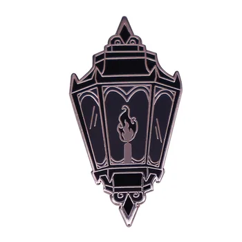Black Fire Svietidla Smalt Pin Gotický Brošňa Kovové Odznak Na Jeseň Svietidla Čarodejnice Strašidelné Zber