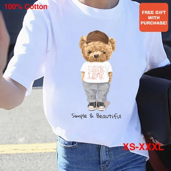 BLINGPAW Minimalistický Grafické T-shirt, Aby Život Jednoduché a Krásne macko-Krátke rukávy Topy Tees O-Krku Bežné 100% Bavlna