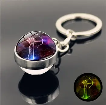 crystal keychain 12 Súhvezdí Keychain Svetelný Crystal Ball Krúžok Vodnár Keychain Strelec Keychain Libra Keychain