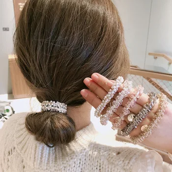 Crystal korálkové gumičky do vlasov lano kórejský štýl jednoduché dievčenskú temperament kravatu sušič na vlasy lano šperky