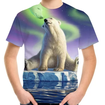 Deti Teen Zvierat Polar Bear Vytlačené T-Shirt Lete Chlapci Dievčatá Módne Narodeniny 3D T Shirt Deti, Dieťa 4-20Y Oblečenie Tričká Topy