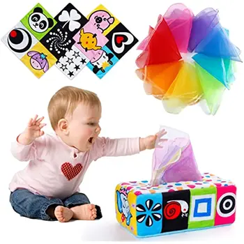 Dieťa Tkaniva Box Hračky Tahat Spolu Magic Tkaniva Box pre Deti od 6 do 12 Mesiacov Montessori Začiatkom Výchovy a Vzdelávania, Hračky, Detské Hry