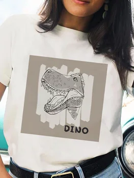 Dinosaura T-košele Pre Ženy okolo Krku Topy Dámske Bežné Základné Krátke Rukávy Tričko Biele Tričko Lete Žena Cartoon Tlačené