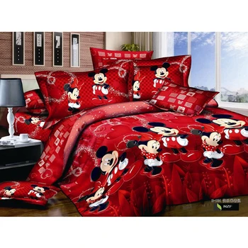 Disney Mickey Mouse Dizajn Red Slávnostné Posteľ Obliečky Kryt Obliečka Na Vankúš Posteľná Bielizeň Nastaviť Deti, Dospelých Spálne Dekorácie, Domáce Textílie