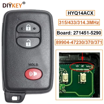 DIYKEY Smart Prox Diaľkové Tlačidlo 2+1B 5290 Rada 315/433/314.3 MHz pre Toyota Venza Prius P/N: 89904-47230 89904-47370 FCC: HYQ14ACX