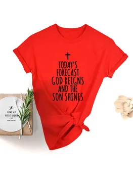 Dnešná Predpoveď Boh Vládne a Syn Svieti T-shirt Kresťanskej Viery Ježiš Tričko Harajuku Top Tee Streetwear Kvapka Loď