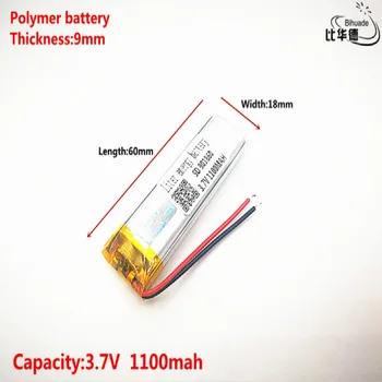 Dobrý Qulity 3,7 V,1100mAH,901860 Polymer lithium ion / Li-ion batéria pre HRAČKA,POWER BANKY,GPS,mp3,mp4
