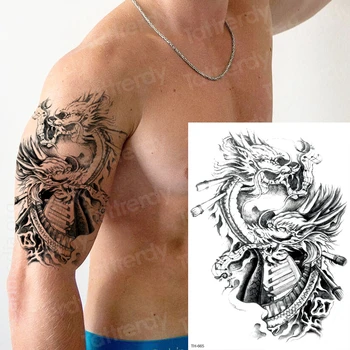 dočasné tetovanie pre mužov nepremokavé dočasné arm tattoo rukáv dragon skice vzory tetovanie odstraňovač tetovanie veľké čierne body art