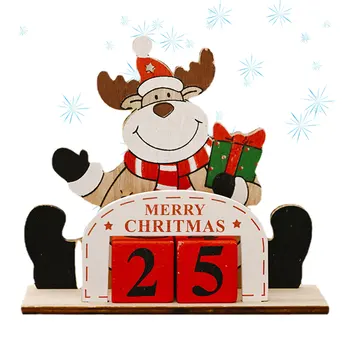 Drevený Blok Vianočný Stôl Kalendár Vianočné Ozdoby Časovač Známky Drevené Adventný Kalendár Pre Domáce Kancelárie Prázdninový Karneval