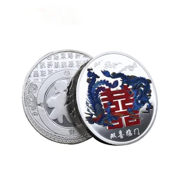 Dvojité Šťastie Prísť Do Dragon a Phoenix Pamätné Mince Fu Lu Shou Cai Čínskej Tradičnej Kultúry Zber