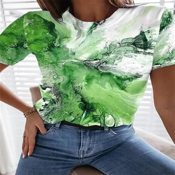 Dámy tlač 3D maľba T-shirt na šírku tlač 3D lete krku nový štýl skvelú ponuku veľké Rôznych veľkostiach kolo