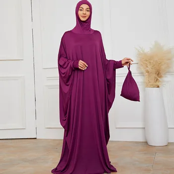 Eid Ramadánu Arabské Moslimské Ženy Modlitba Maxi Šaty Niqab Dlho Khimar Abaya Islam Moslimské Modlitby Hidžáb Skromné Župan Musulmane Kaftan