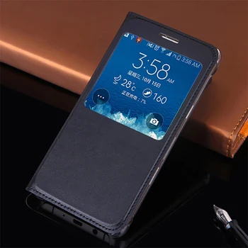 Flip Cover Kožené Telefón puzdro Pre Samsung Galaxy S7 S 7 Okraji SM G930 G935 Glaxay Gaxaly 7s GS7 7edge Transparentné Zobrazenie Okna