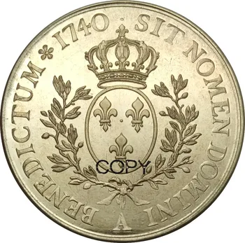 Francúzsko Ecu au bandeau Louis XV Essai 1740 Zlaté Mince Mosadze, Kov Kópie Mincí