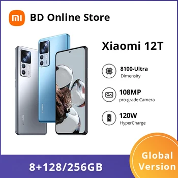 Globálna Verzia Xiao 12T Smartphone 128 GB/256 GB Mediatéka Dimensity 8100-Ultra 120Hz Displej 108MP Fotoaparát, Nabíjačku 120W