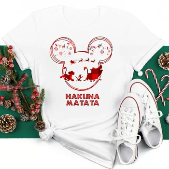 Hakuna Matata Roztomilý Ženy Mickey T Shirt Harajuku 90. rokov Ullzang Lion King T-shirt Nový Rok Tričko Fashion Vianočné T Tričko